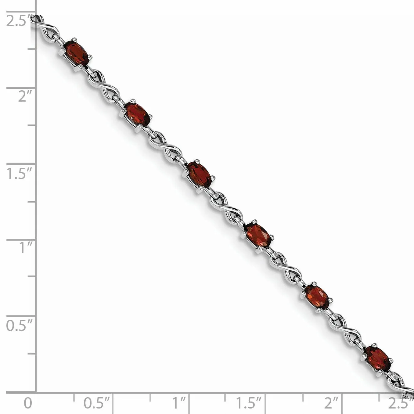 Silver Oval Stones Garnet Gemstone Bracelet