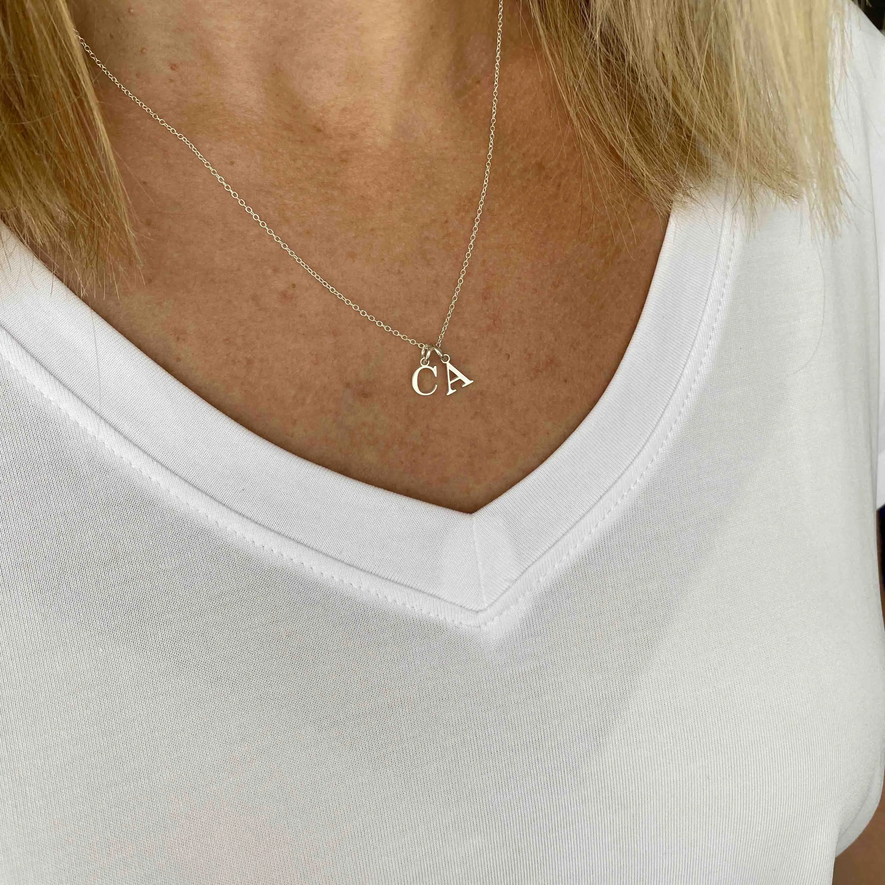 Silver Two Initial Necklace