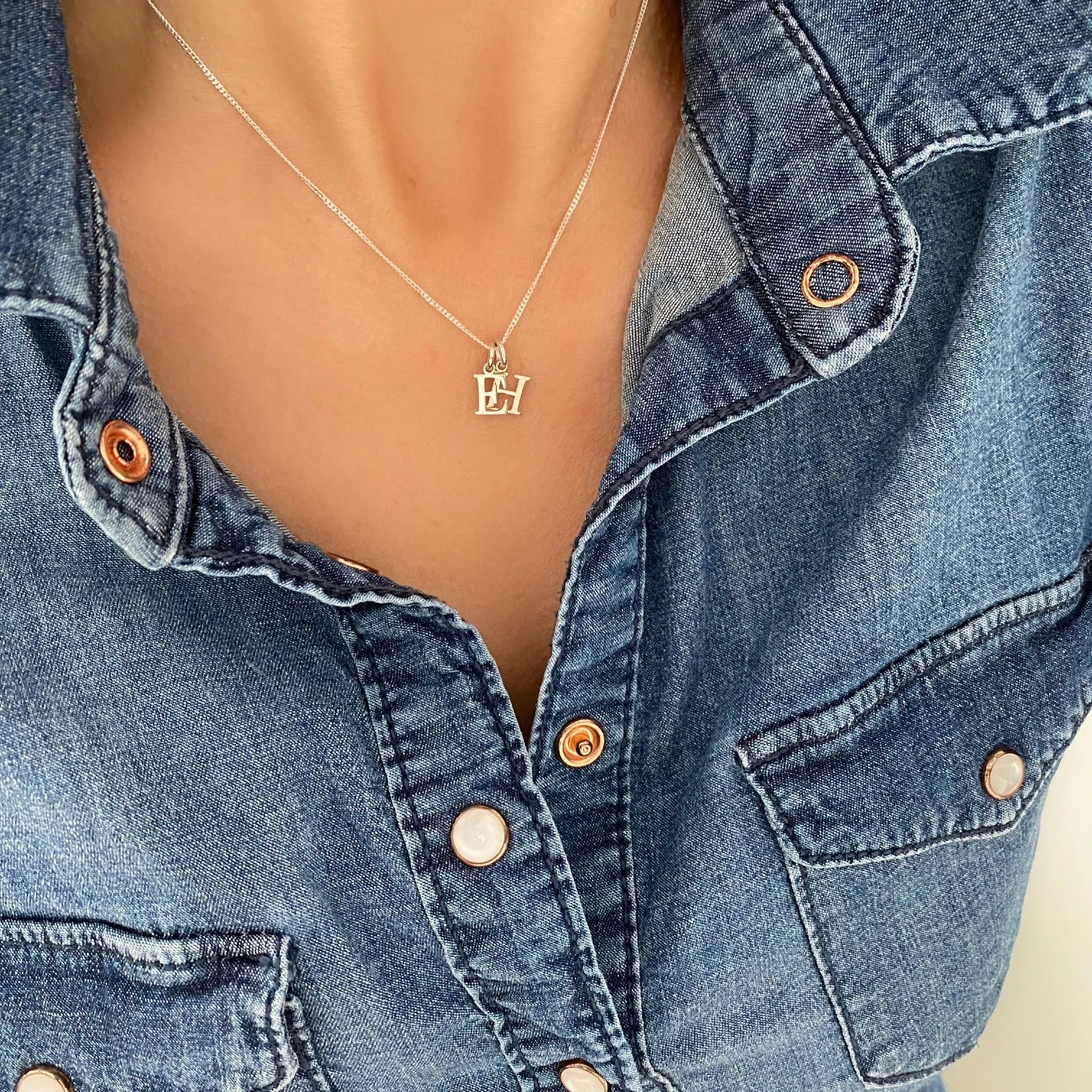 Silver Two Initial Necklace