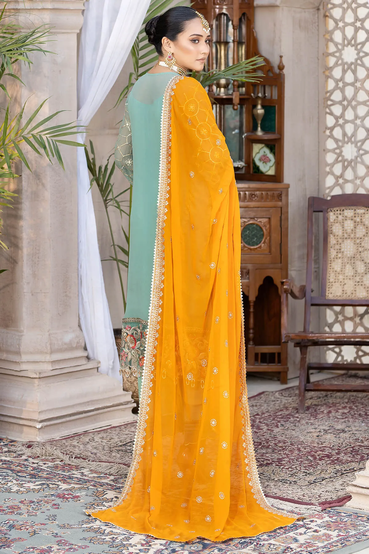 Sky Blue Heavily Embroidered Pakistani Kameez Salwar Suit Dupatta