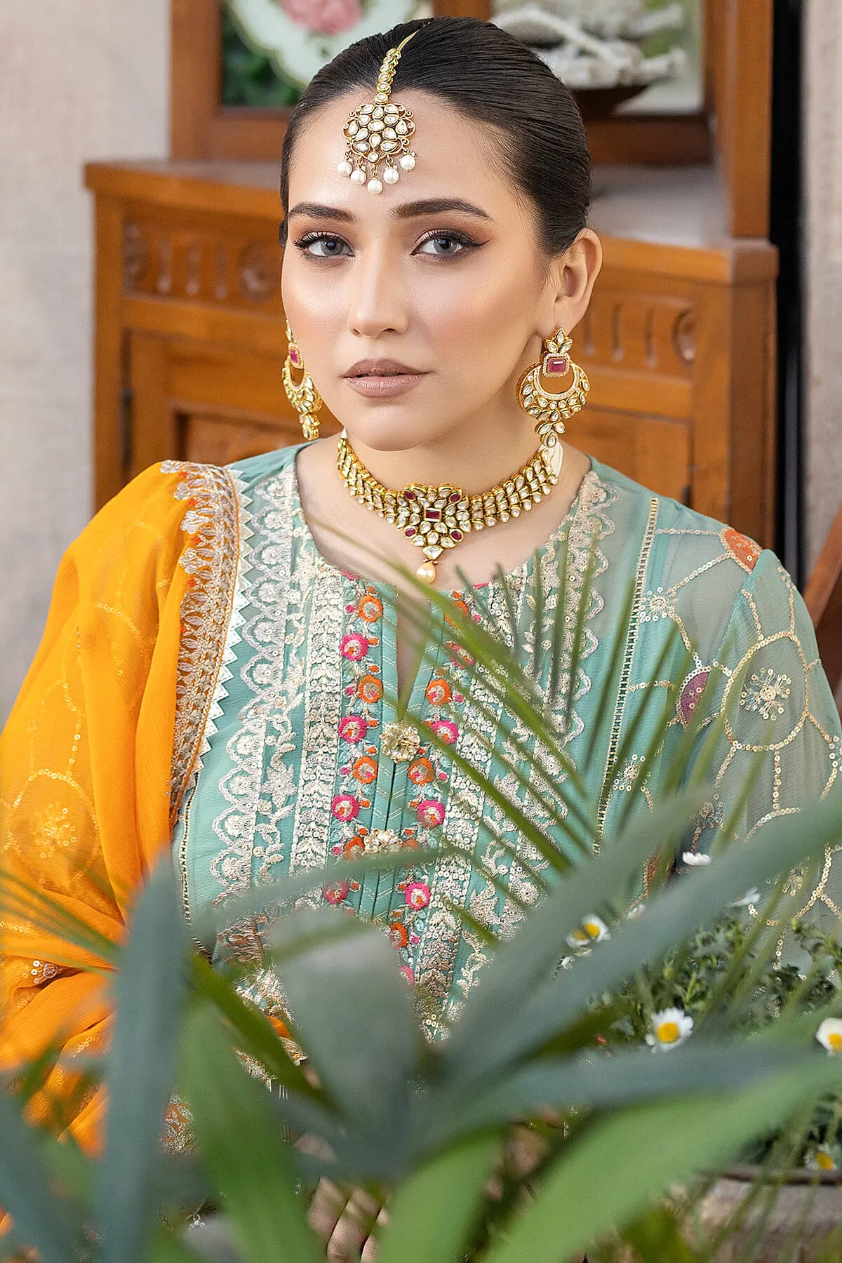 Sky Blue Heavily Embroidered Pakistani Kameez Salwar Suit Dupatta