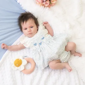 Sky Blue Smocked Heart Floral Jampant Set