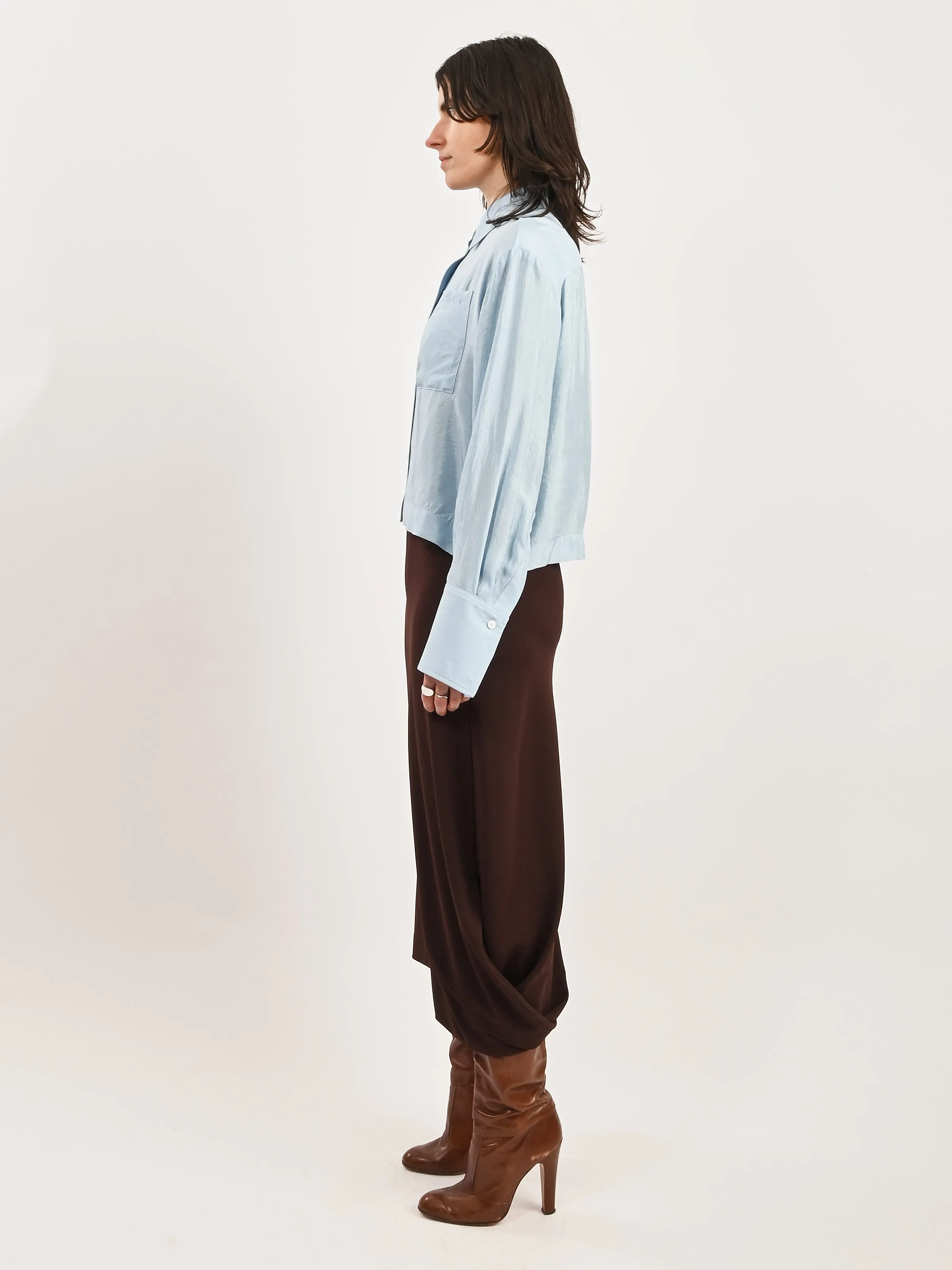 Sky Cropped Button Down Shirt