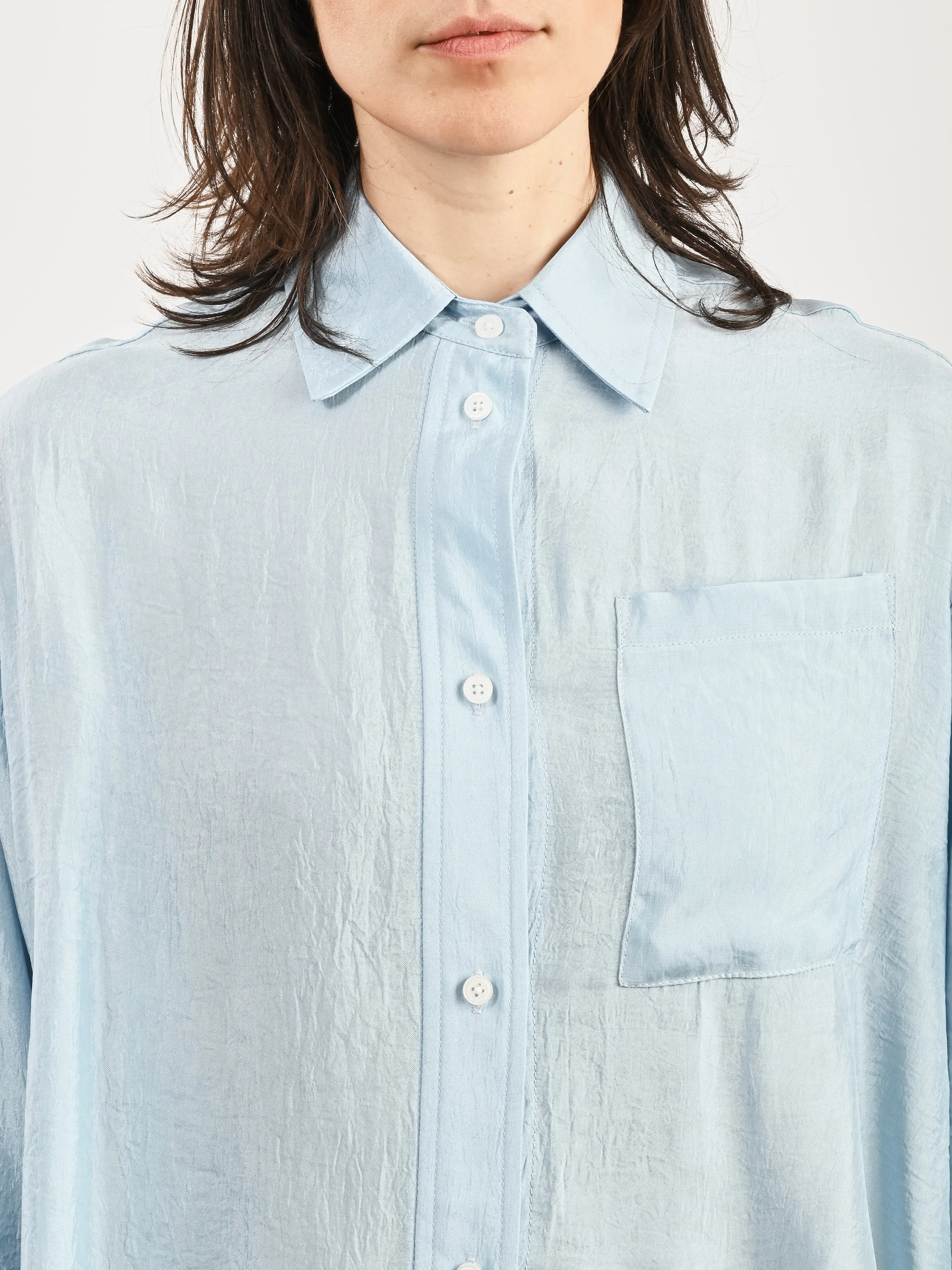 Sky Cropped Button Down Shirt