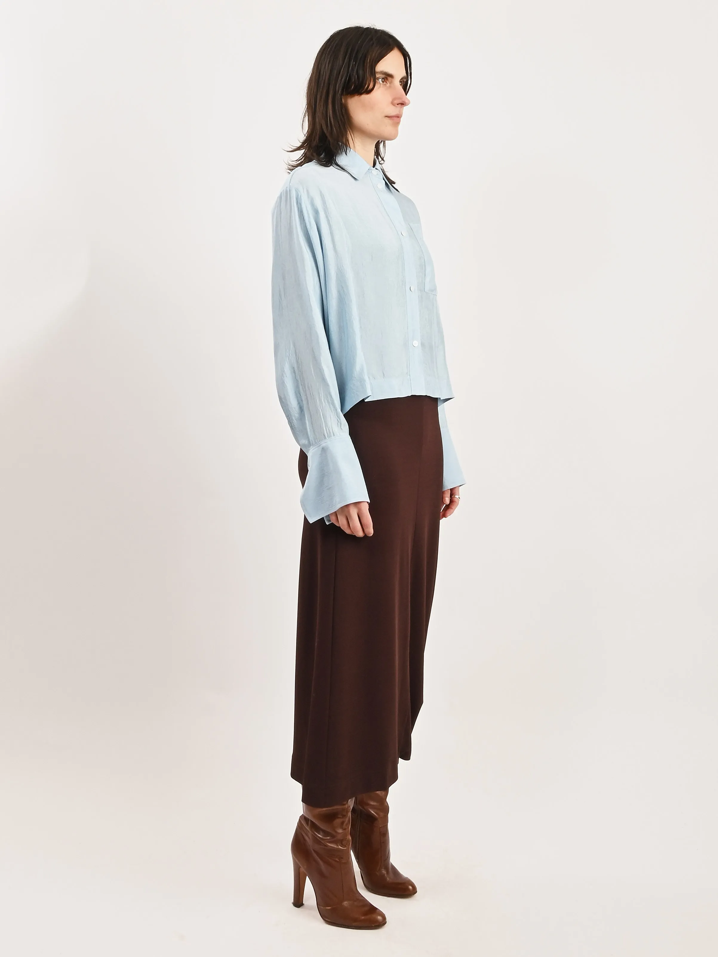 Sky Cropped Button Down Shirt