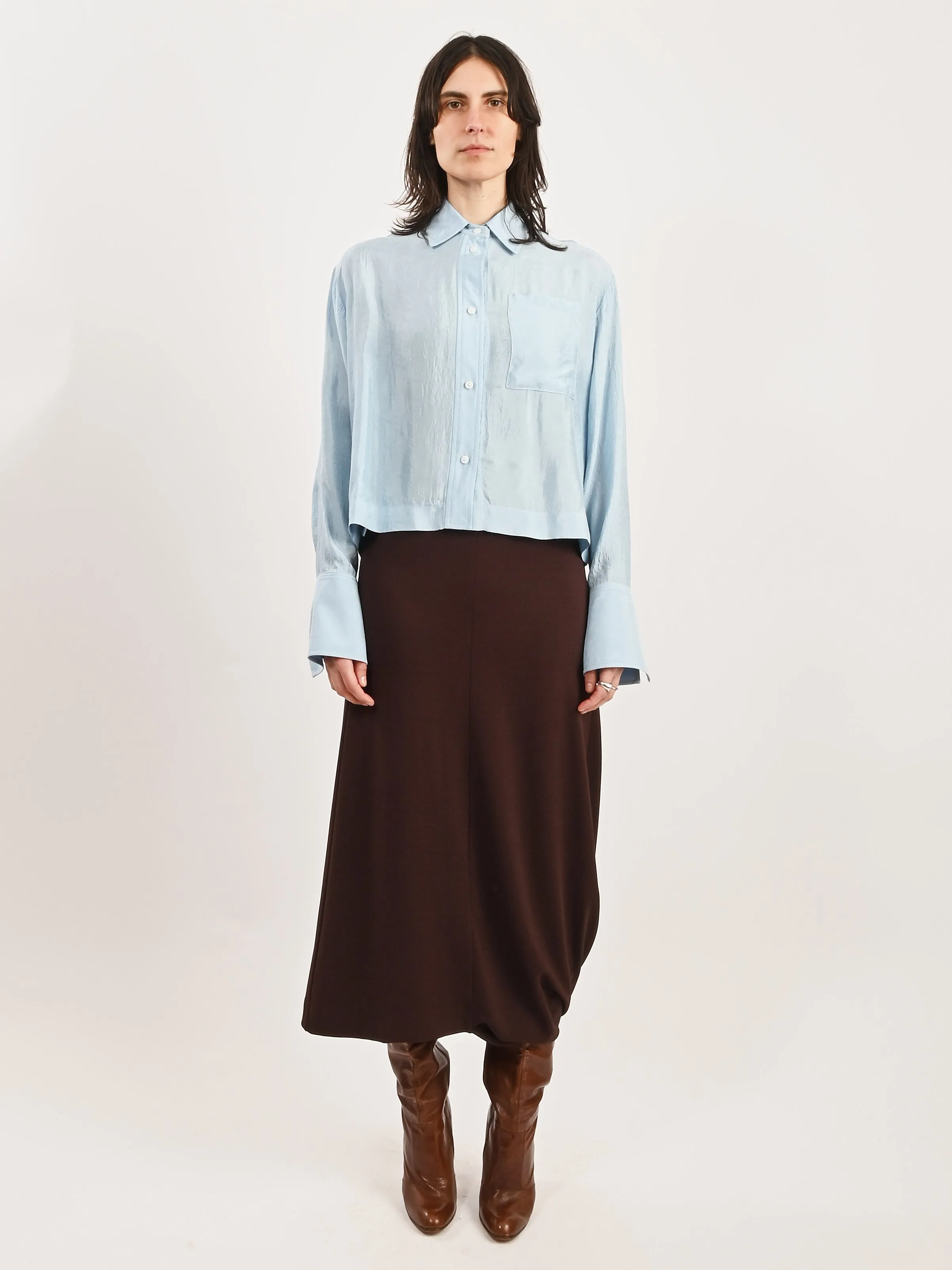 Sky Cropped Button Down Shirt