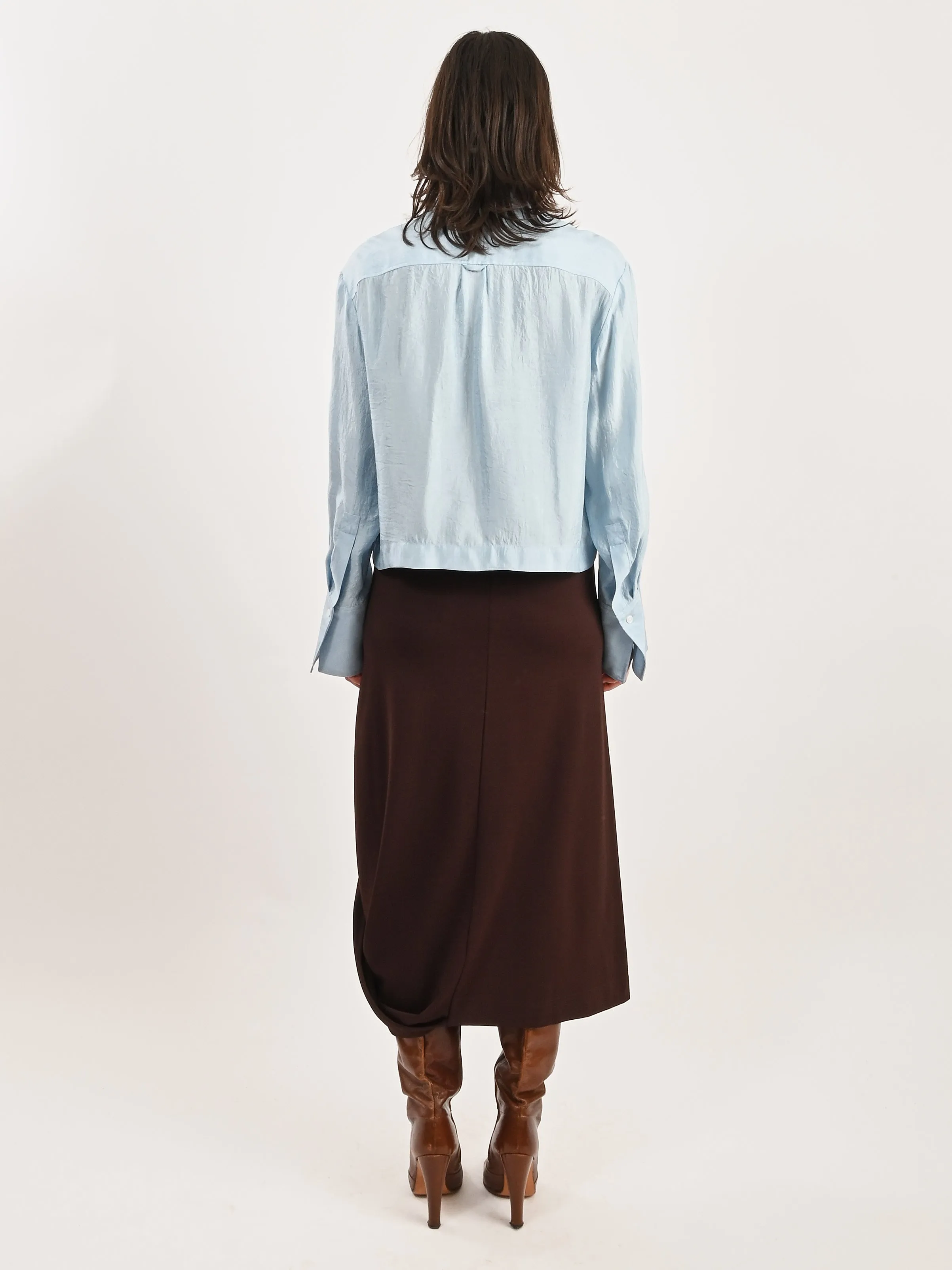 Sky Cropped Button Down Shirt