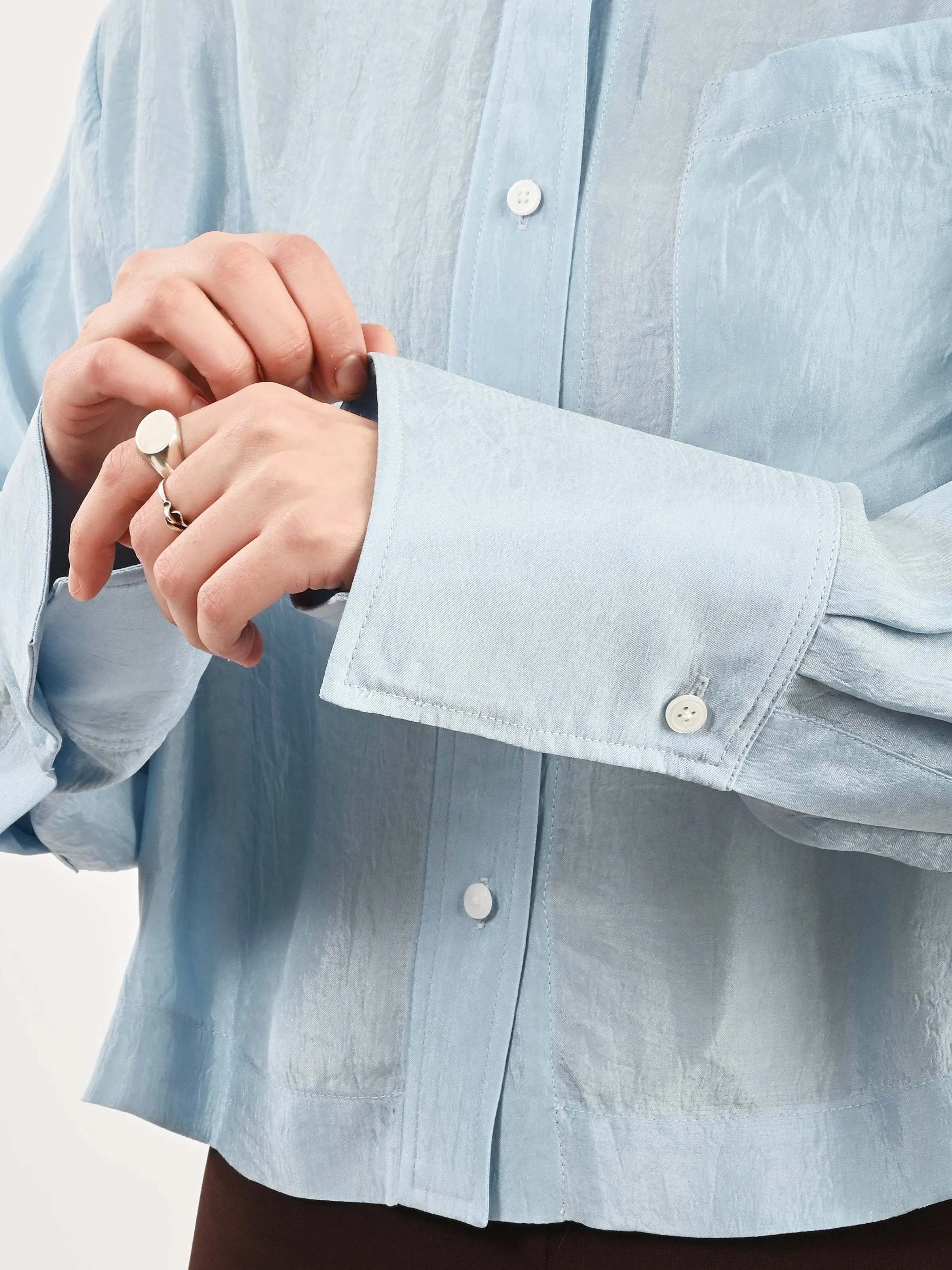 Sky Cropped Button Down Shirt