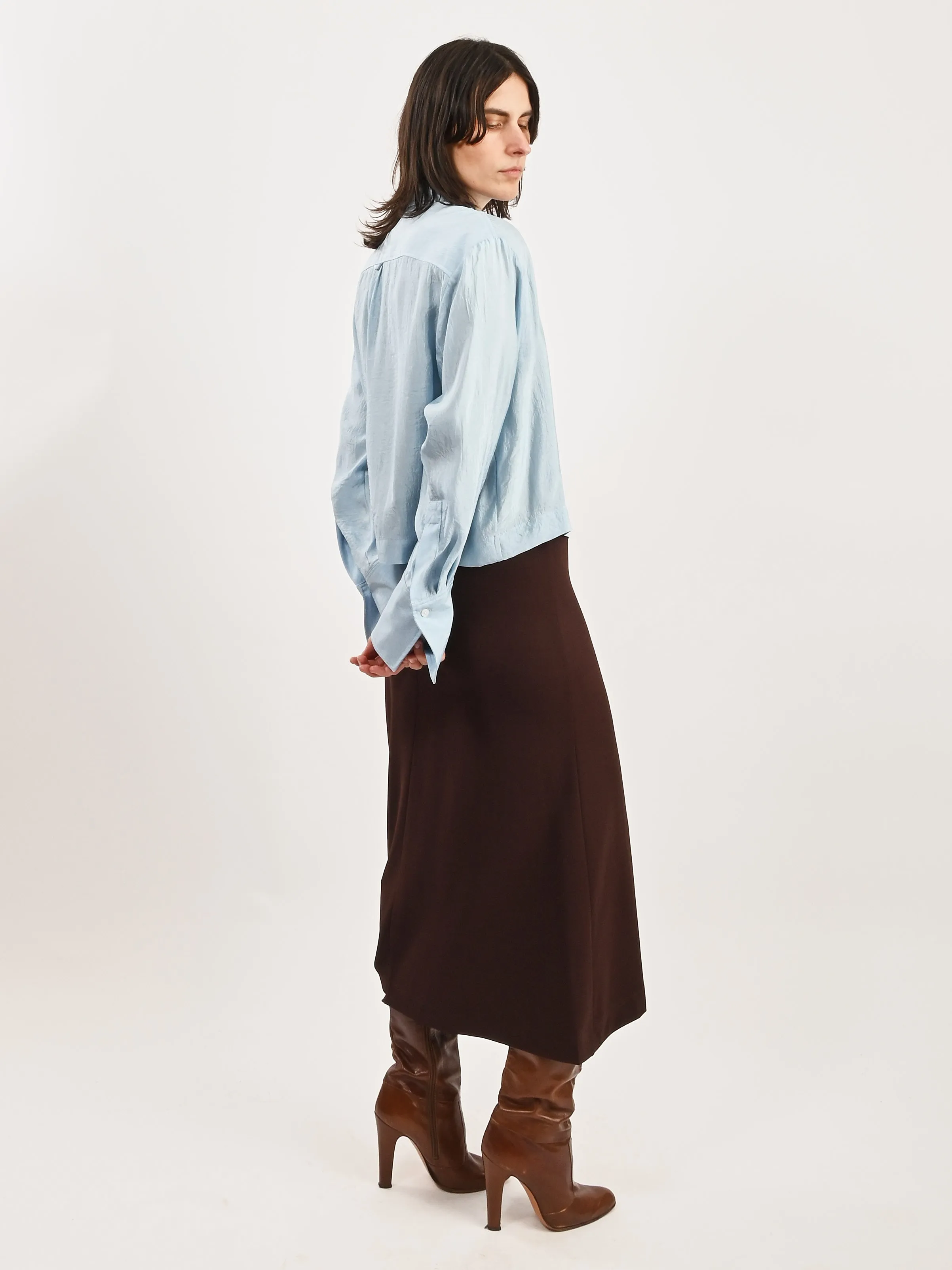 Sky Cropped Button Down Shirt