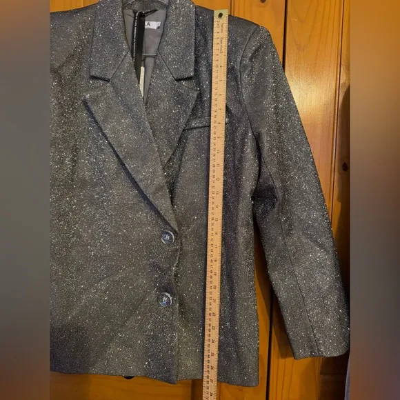 SLA THE LABEL Grey Paloma Blazer women’s sz Small- grey glitter- NWT