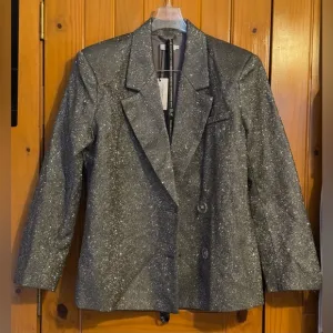 SLA THE LABEL Grey Paloma Blazer women’s sz Small- grey glitter- NWT