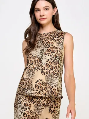 Sleeveless Animal Printed Top {Camel}