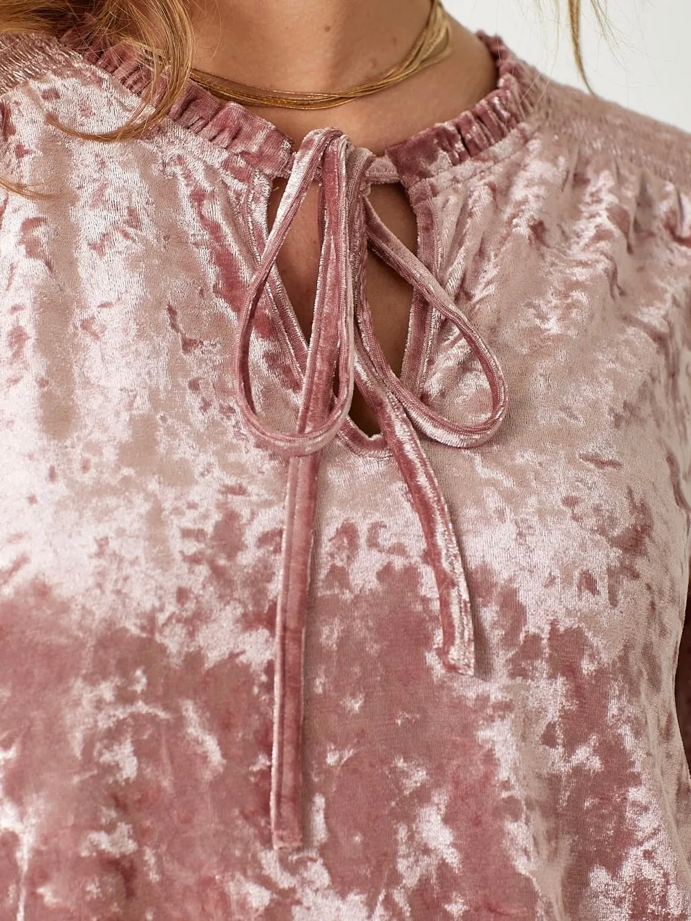 Smocked Velvet Top - Mauve