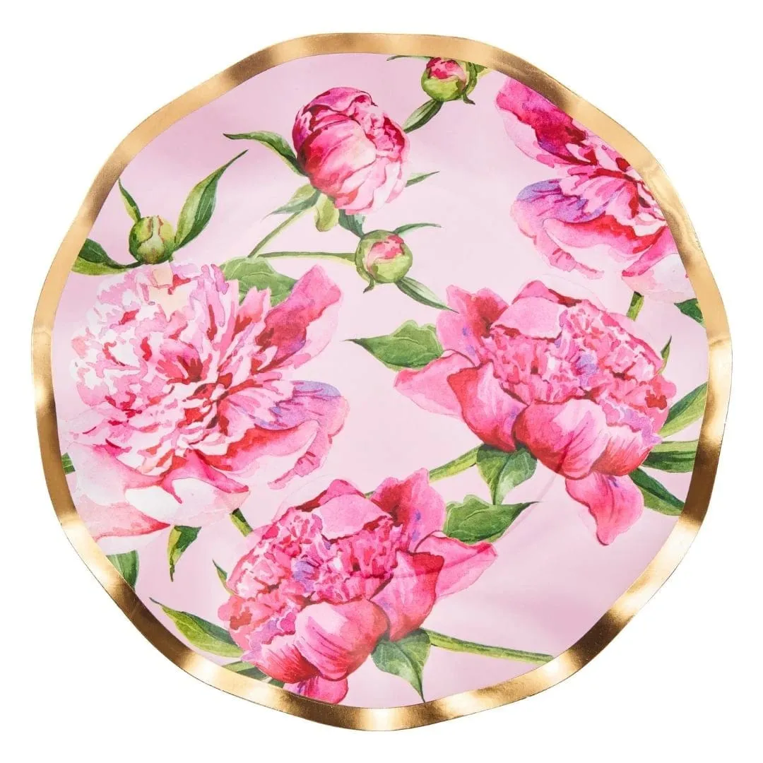 Sophistiplate Wavy Salad Plate Pink Peonies