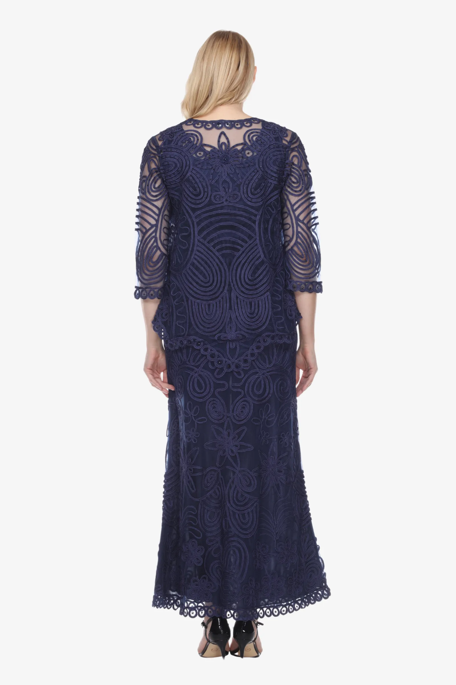 Soulmates 1506 Classic Soutache Lace Jacket Top and Skirt Set