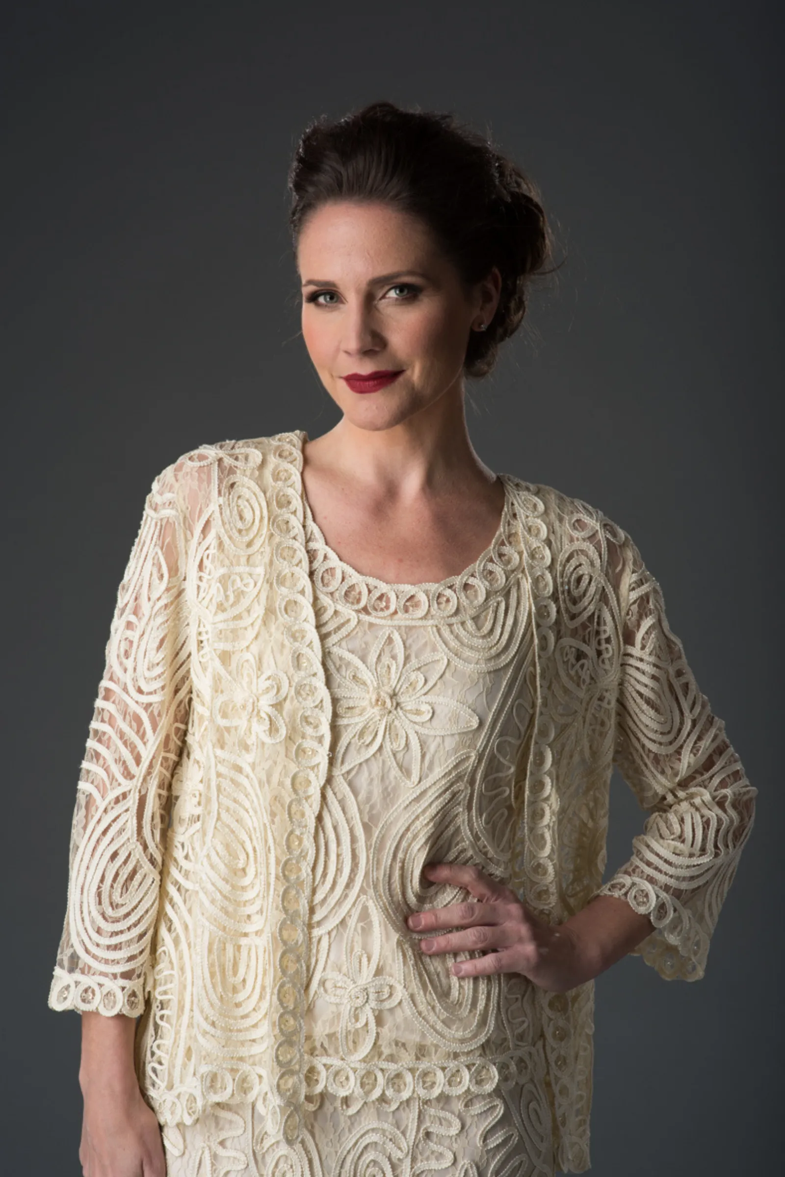 Soulmates 1506 Classic Soutache Lace Jacket Top and Skirt Set