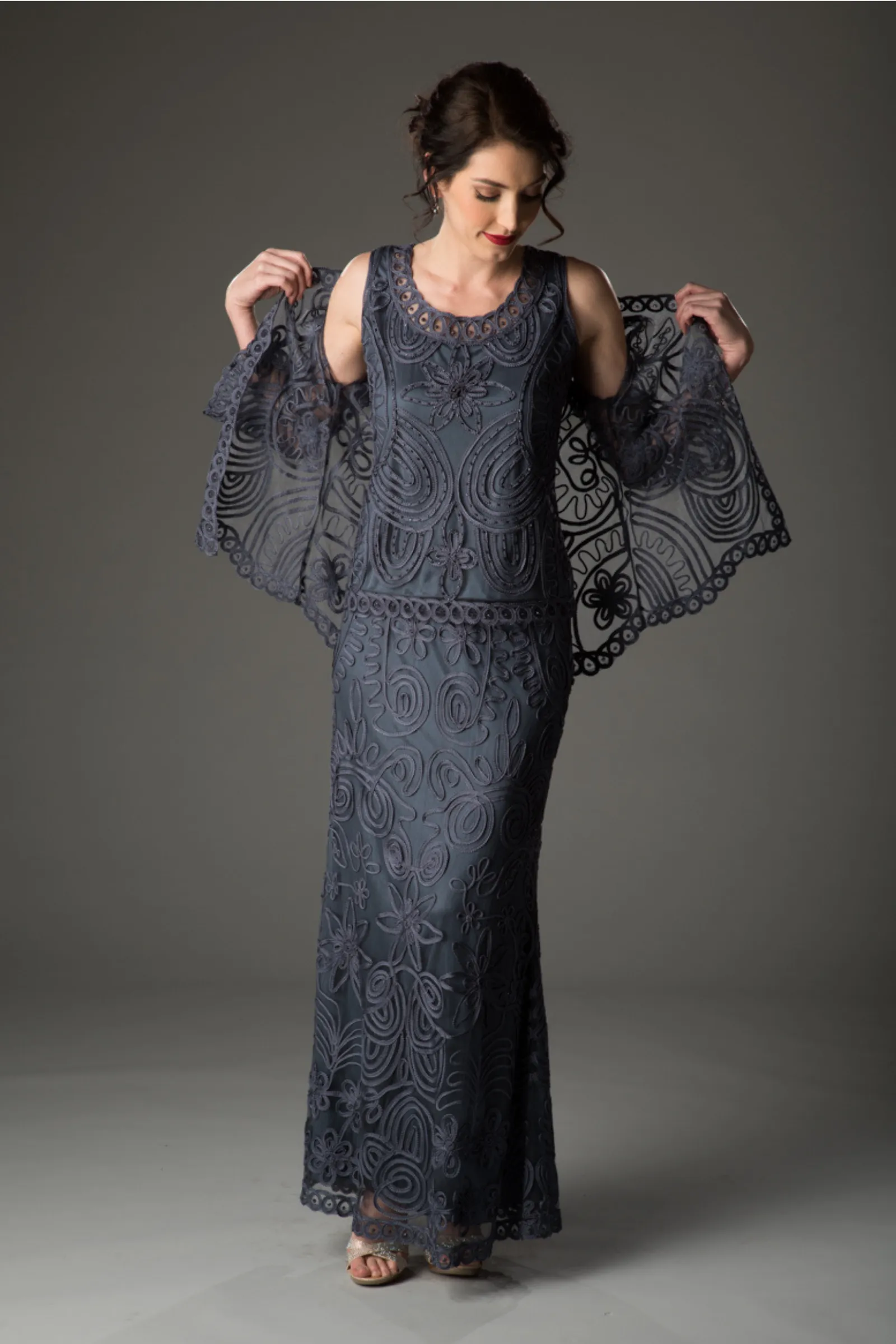 Soulmates 1506 Classic Soutache Lace Jacket Top and Skirt Set