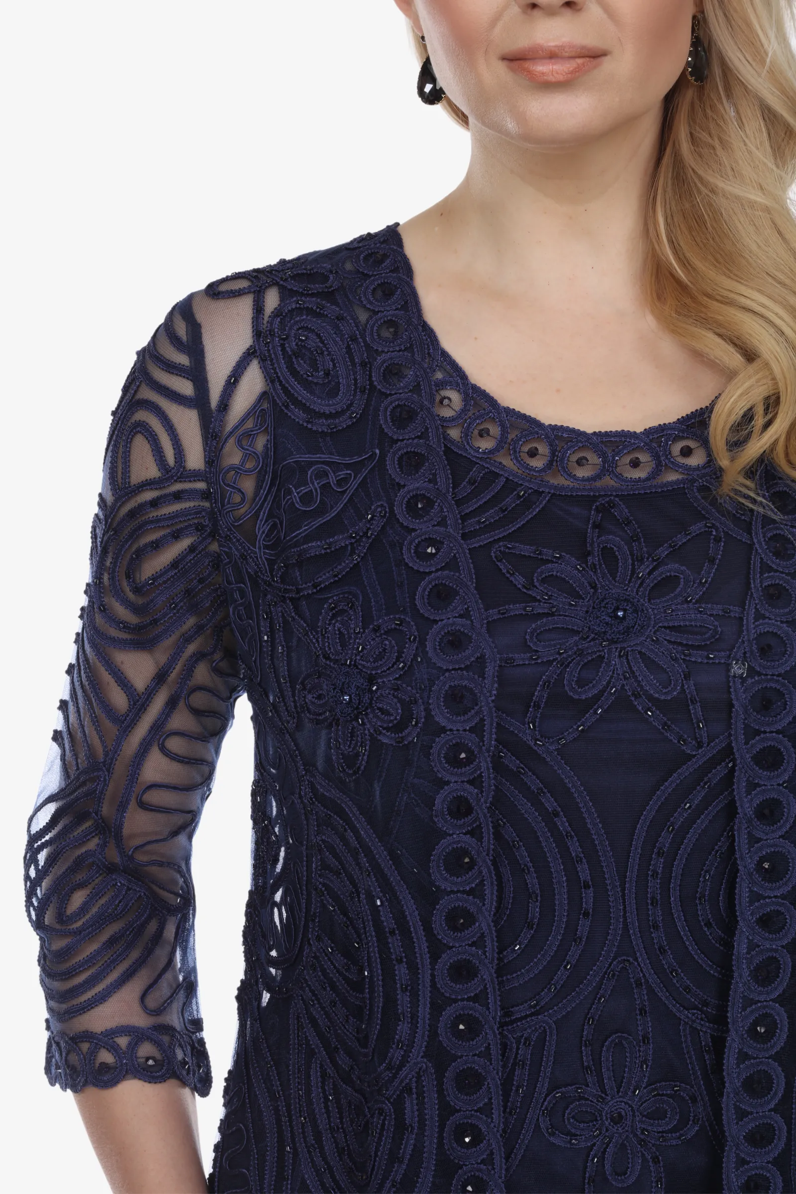 Soulmates 1506 Classic Soutache Lace Jacket Top and Skirt Set