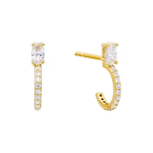 Stone Hoop Stud Earring