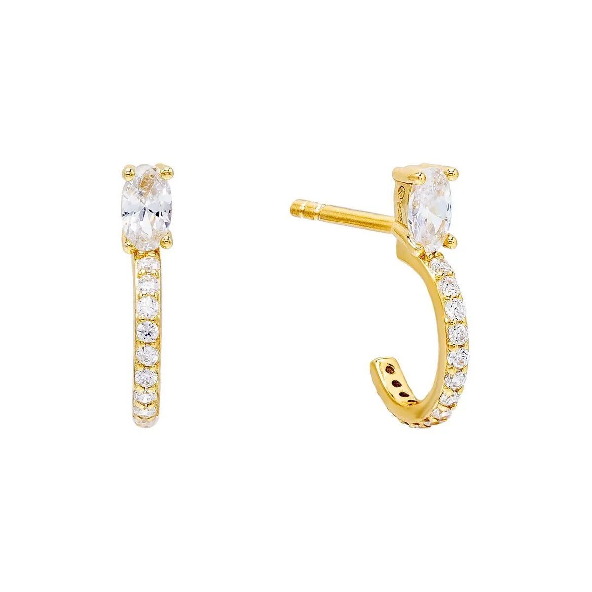 Stone Hoop Stud Earring