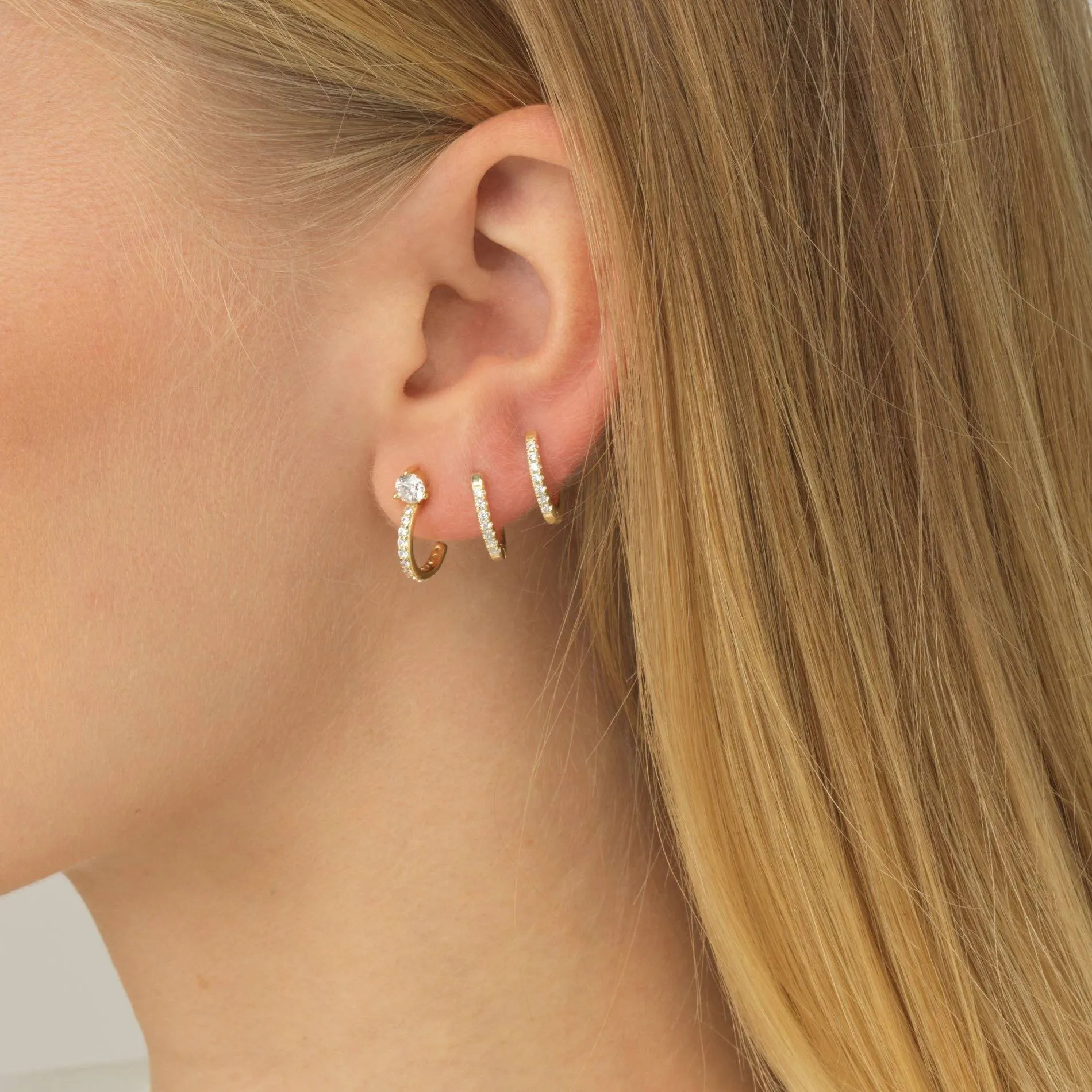 Stone Hoop Stud Earring