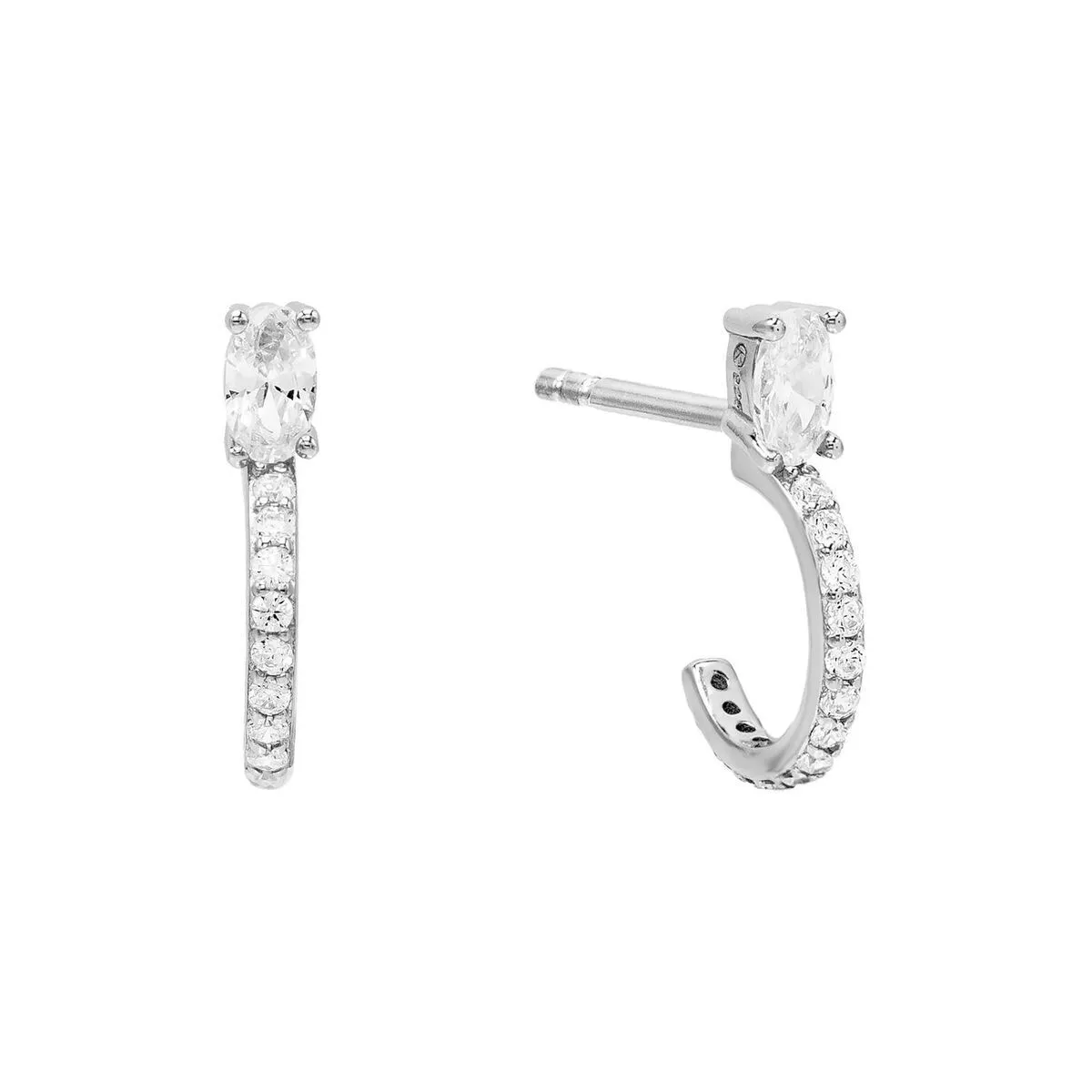 Stone Hoop Stud Earring