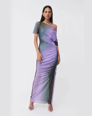 SUBOO | Olafur Draped Cowl Neck Dress | Lavender Print