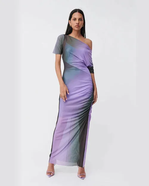 SUBOO | Olafur Draped Cowl Neck Dress | Lavender Print