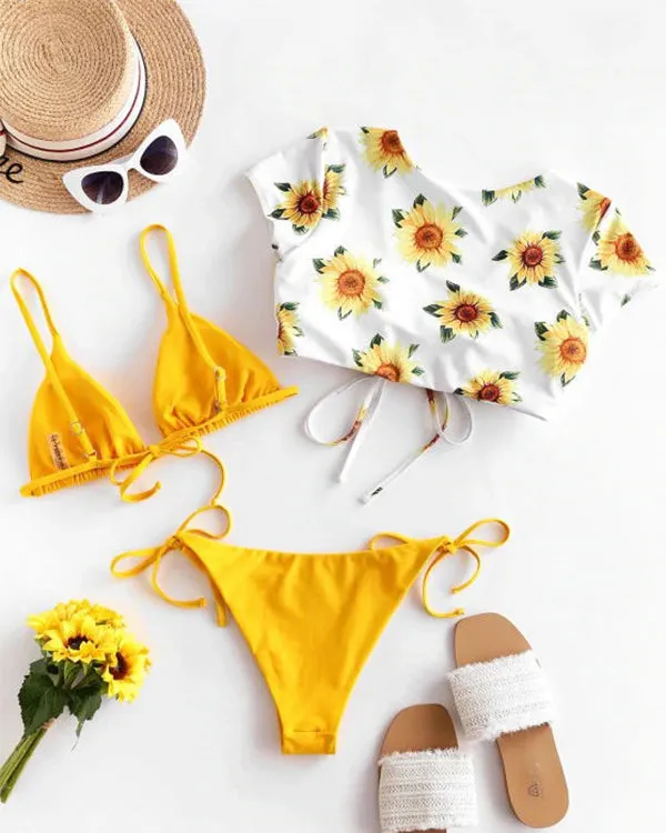 Sunflower Ruffled Three Pieces