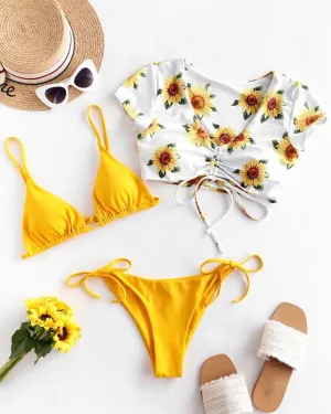 Sunflower Ruffled Three Pieces