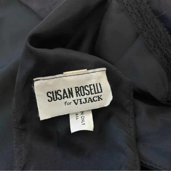 SUSAN ROSELLI VIJACK Vintage Bow Dress Size 7/8 Black Holiday Whimsigoth Cape