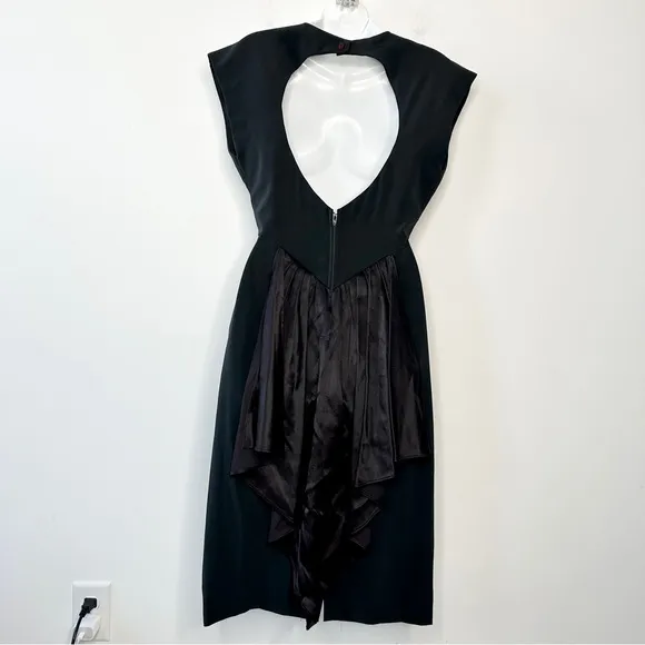 SUSAN ROSELLI VIJACK Vintage Bow Dress Size 7/8 Black Holiday Whimsigoth Cape