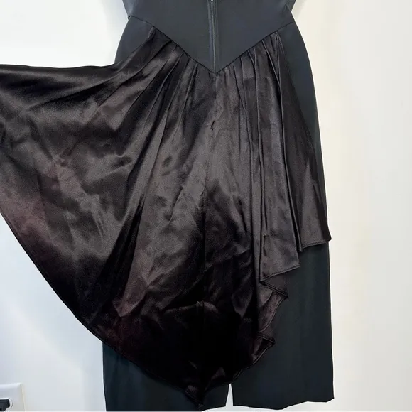 SUSAN ROSELLI VIJACK Vintage Bow Dress Size 7/8 Black Holiday Whimsigoth Cape