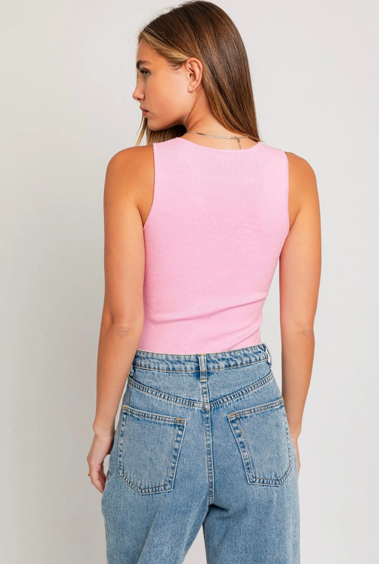 Sweetheart Knit Bodysuit (Pink)