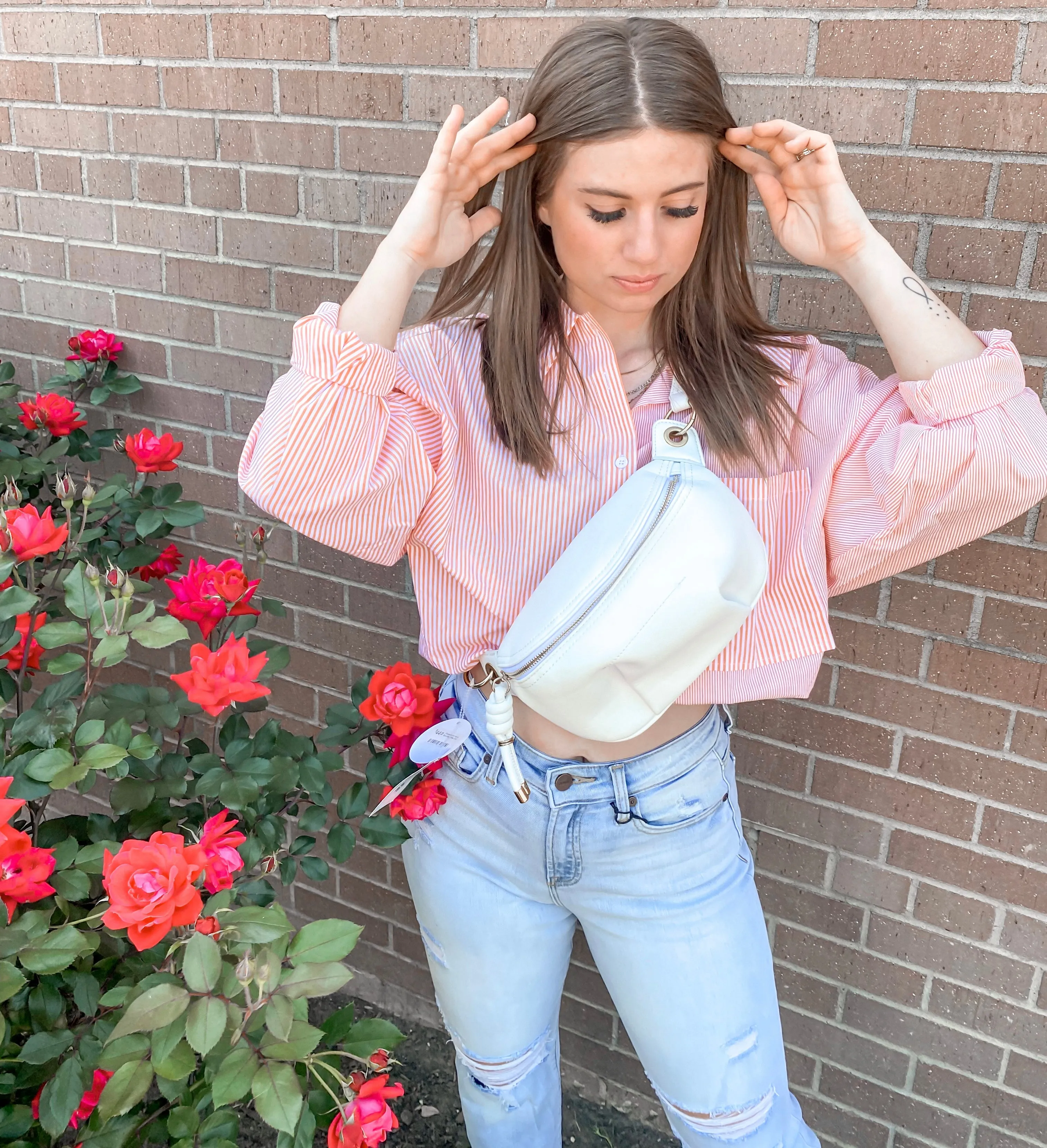 Sweetly Striped Button Down Top