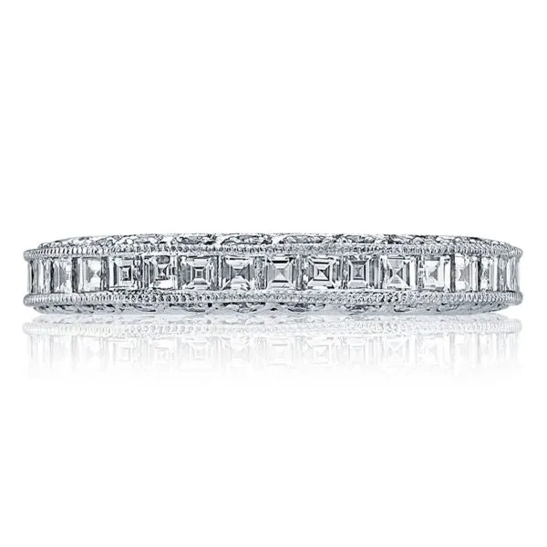 Tacori Channel-Set Square Emerald Cut and Round Pave Diamond Eternity Band