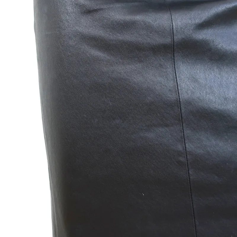 Talbot Runhof Off the Shoulder Dress Black Draped Suede & Leather Size 6