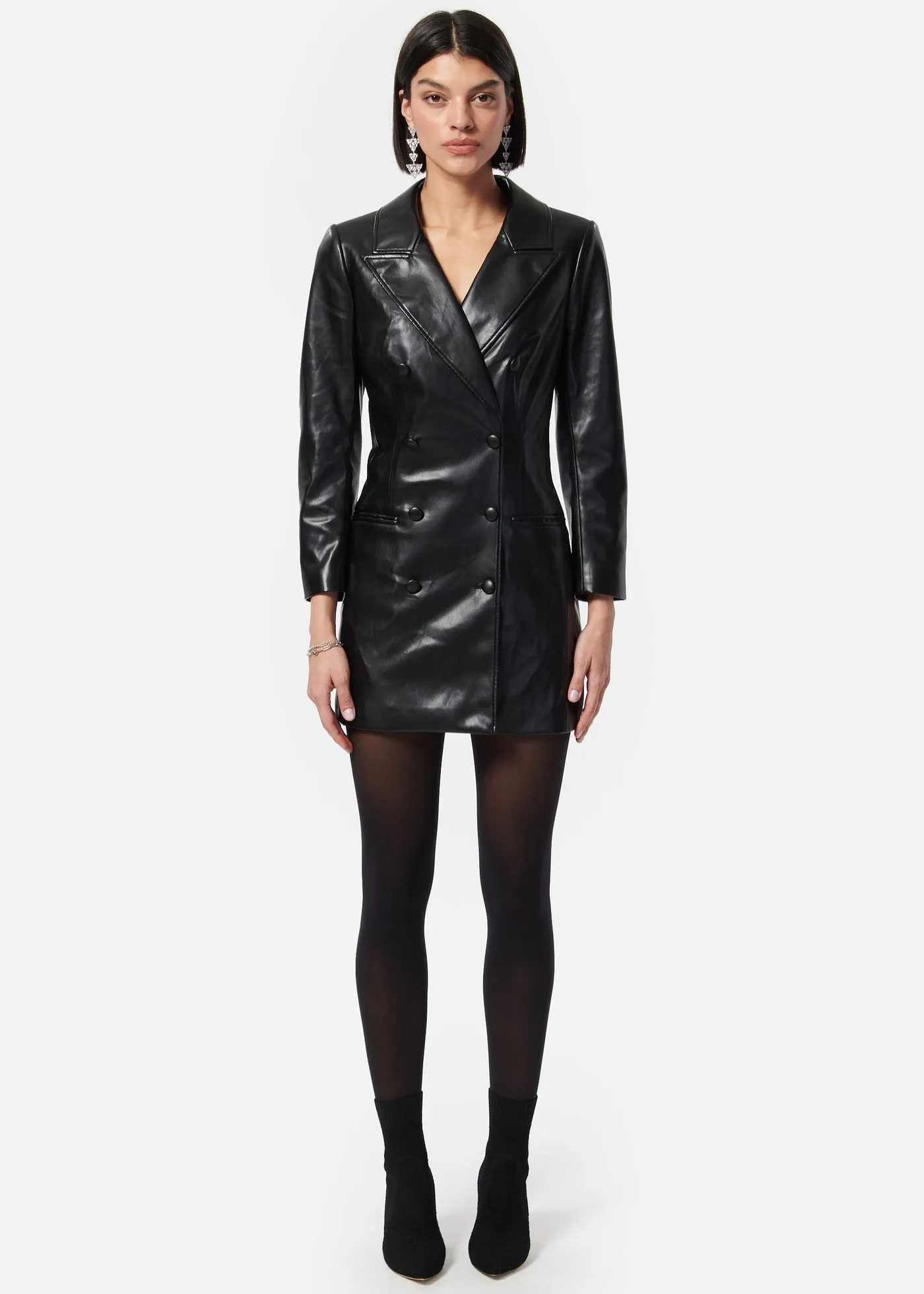 Tamia Vegan Leather Dress (Black)