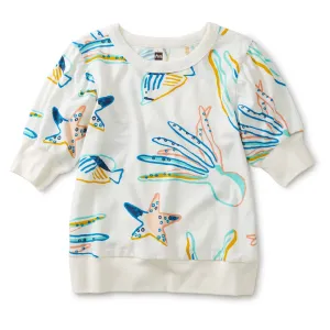 Tea Collection Printed Elbow-Sleeve Tunic Top