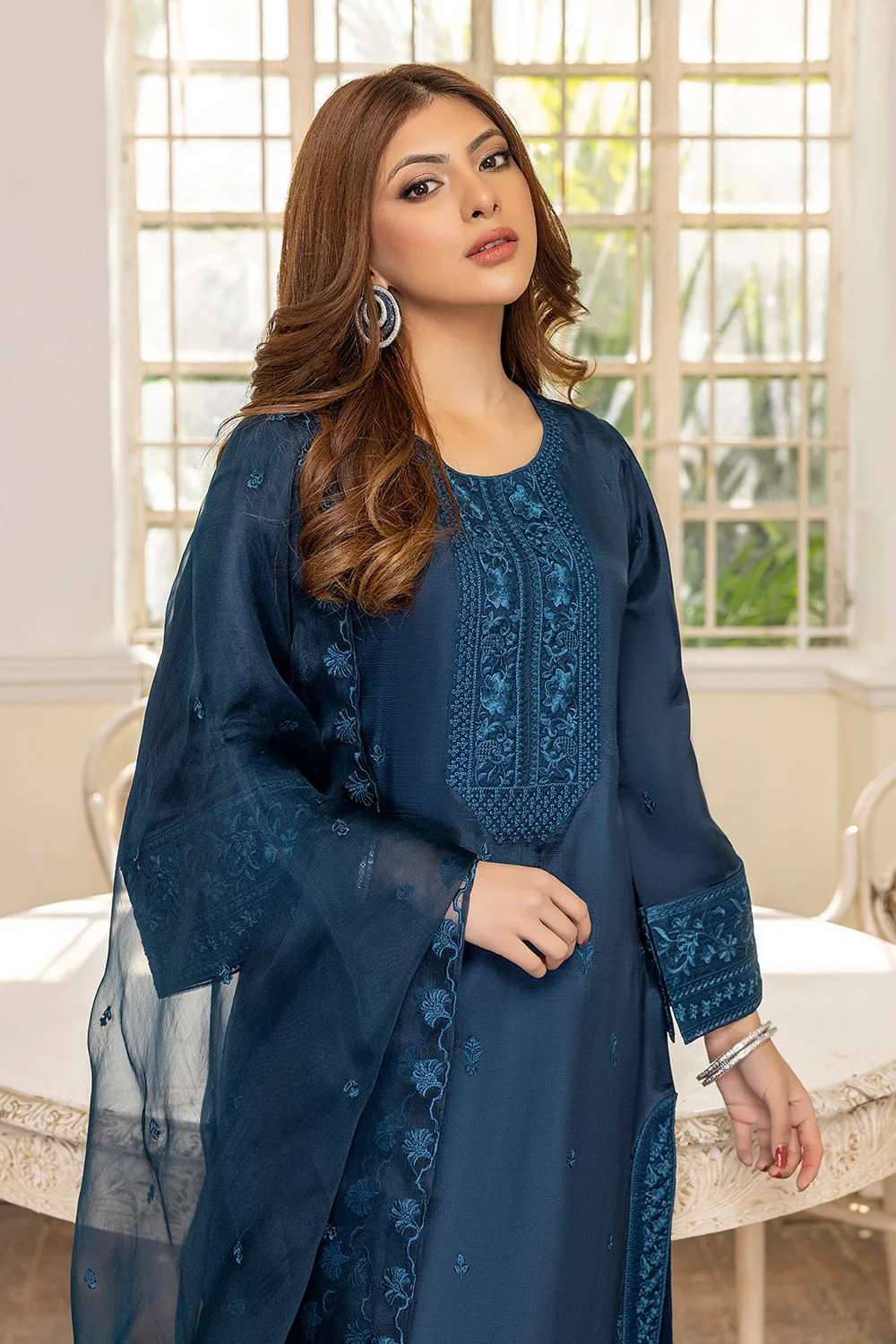 Teal Blue Embroidered Pakistani Salwar Kameez Dupatta Salwar Suit