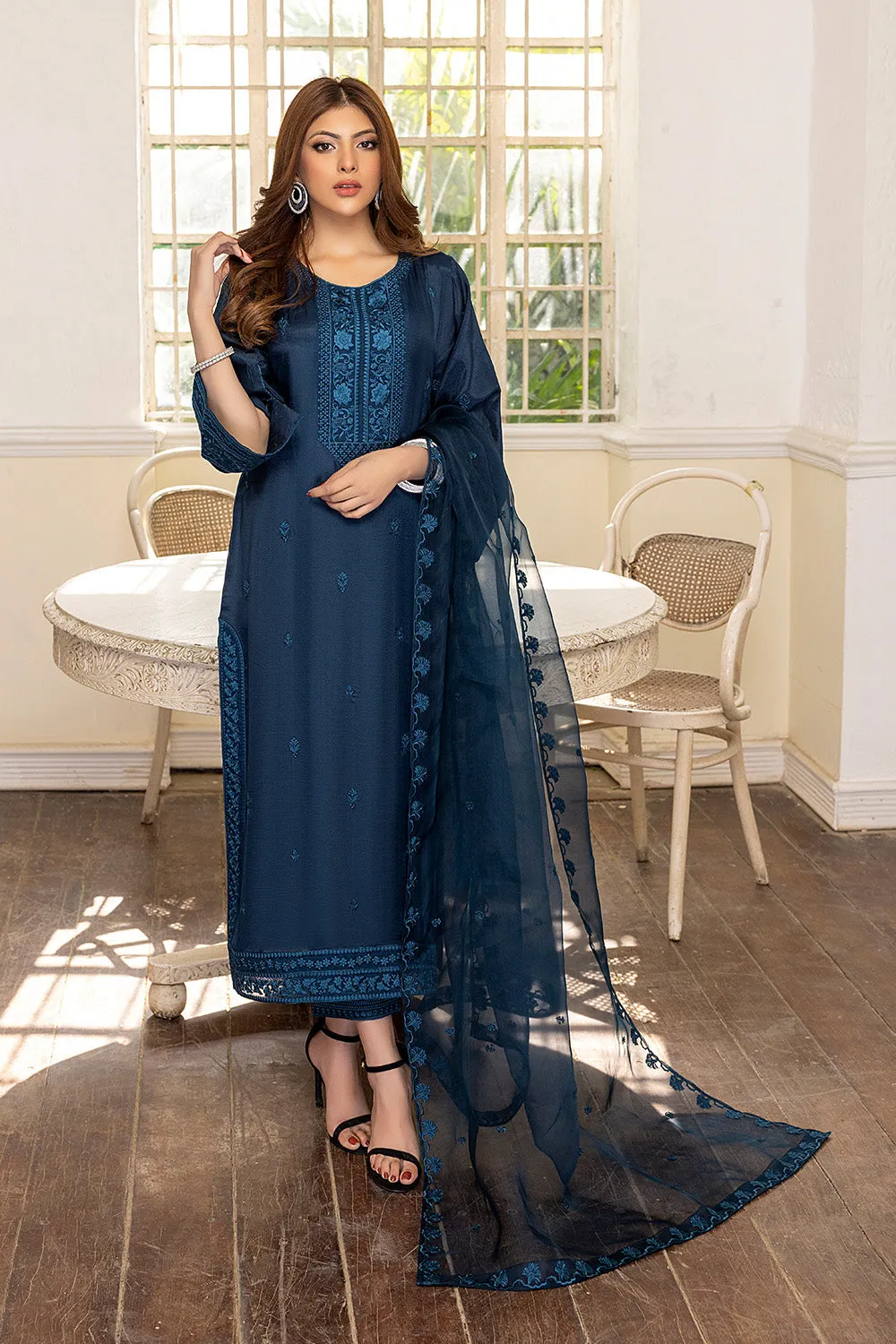 Teal Blue Embroidered Pakistani Salwar Kameez Dupatta Salwar Suit