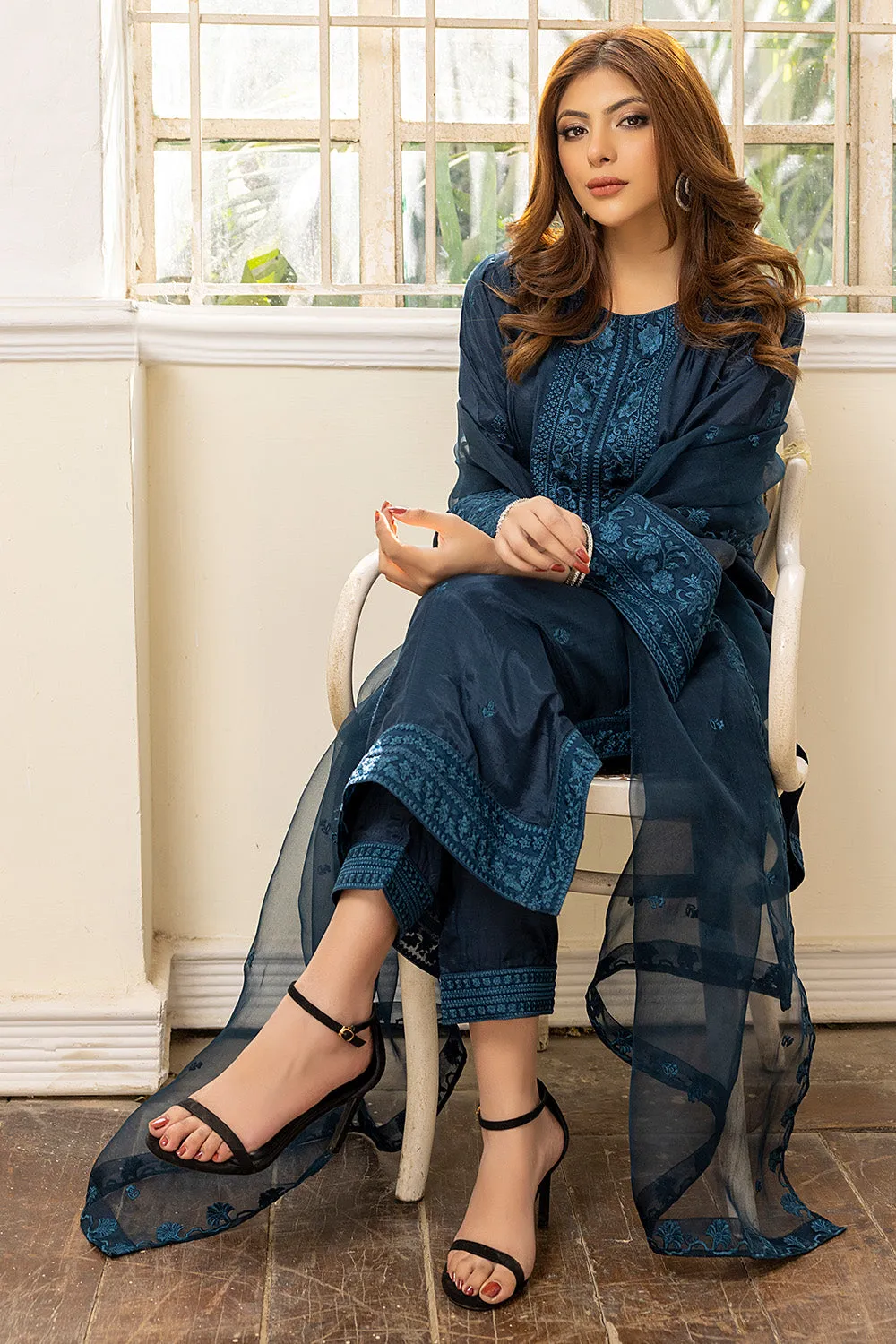 Teal Blue Embroidered Pakistani Salwar Kameez Dupatta Salwar Suit