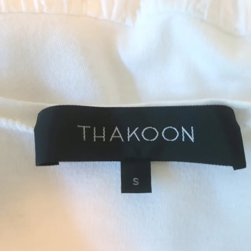 Thakoon Ruffled Lace-Hem Tank Top White Cotton Jersey Size Small