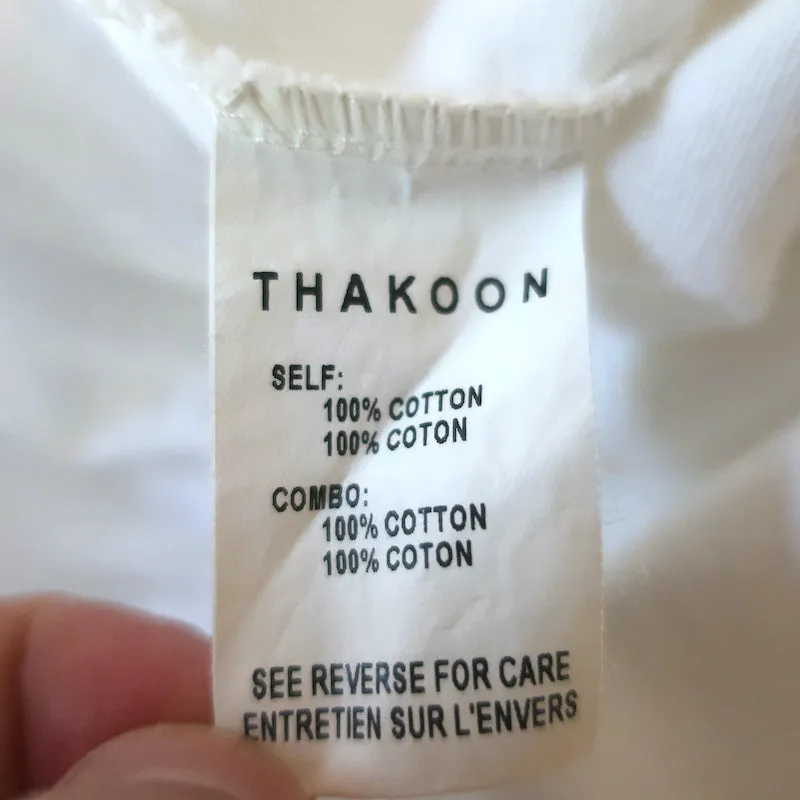 Thakoon Ruffled Lace-Hem Tank Top White Cotton Jersey Size Small