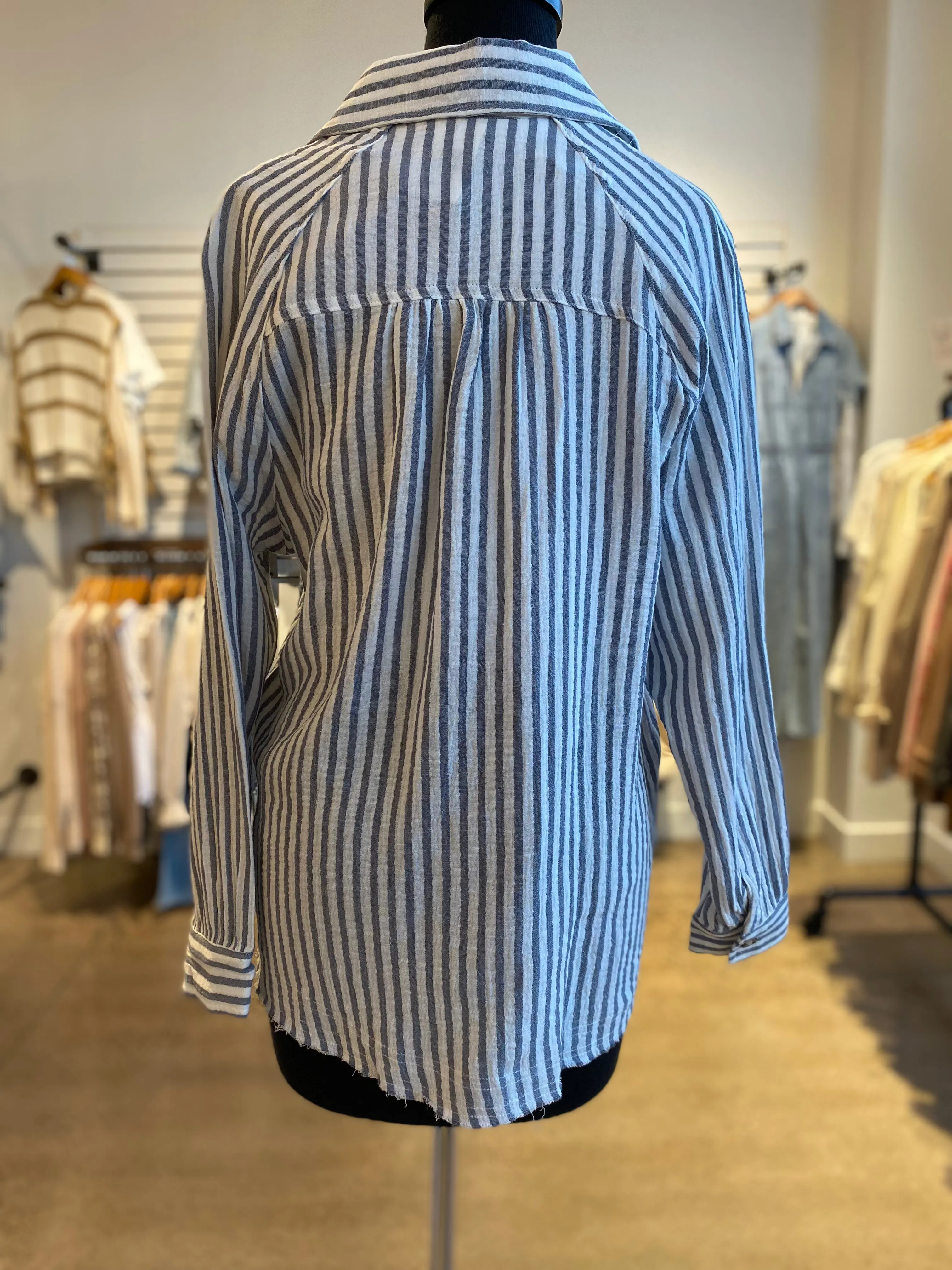 The Ana Button Down Striped Gauze Shirt