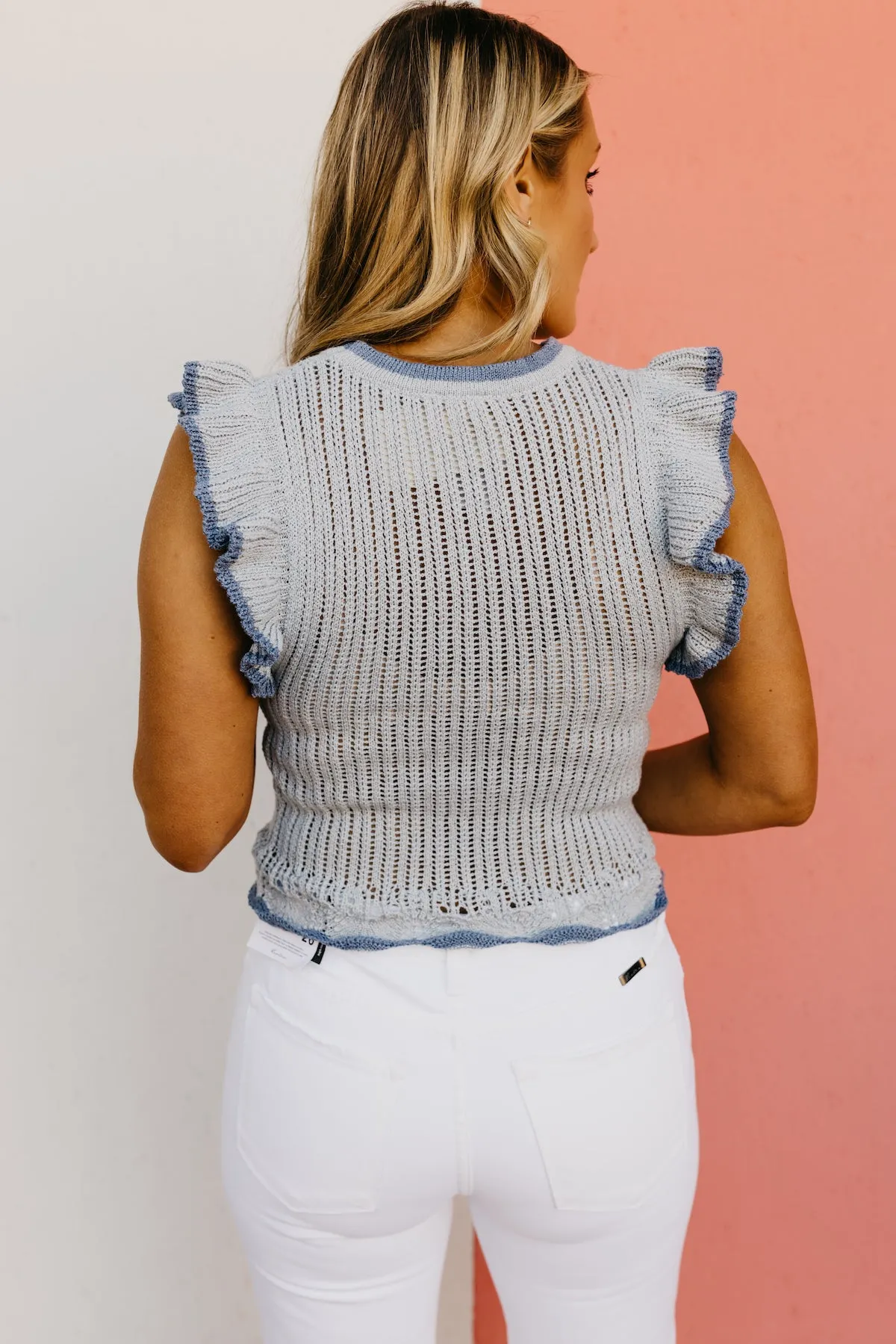 The Lyric Pointelle Ruffled Sweater Top
