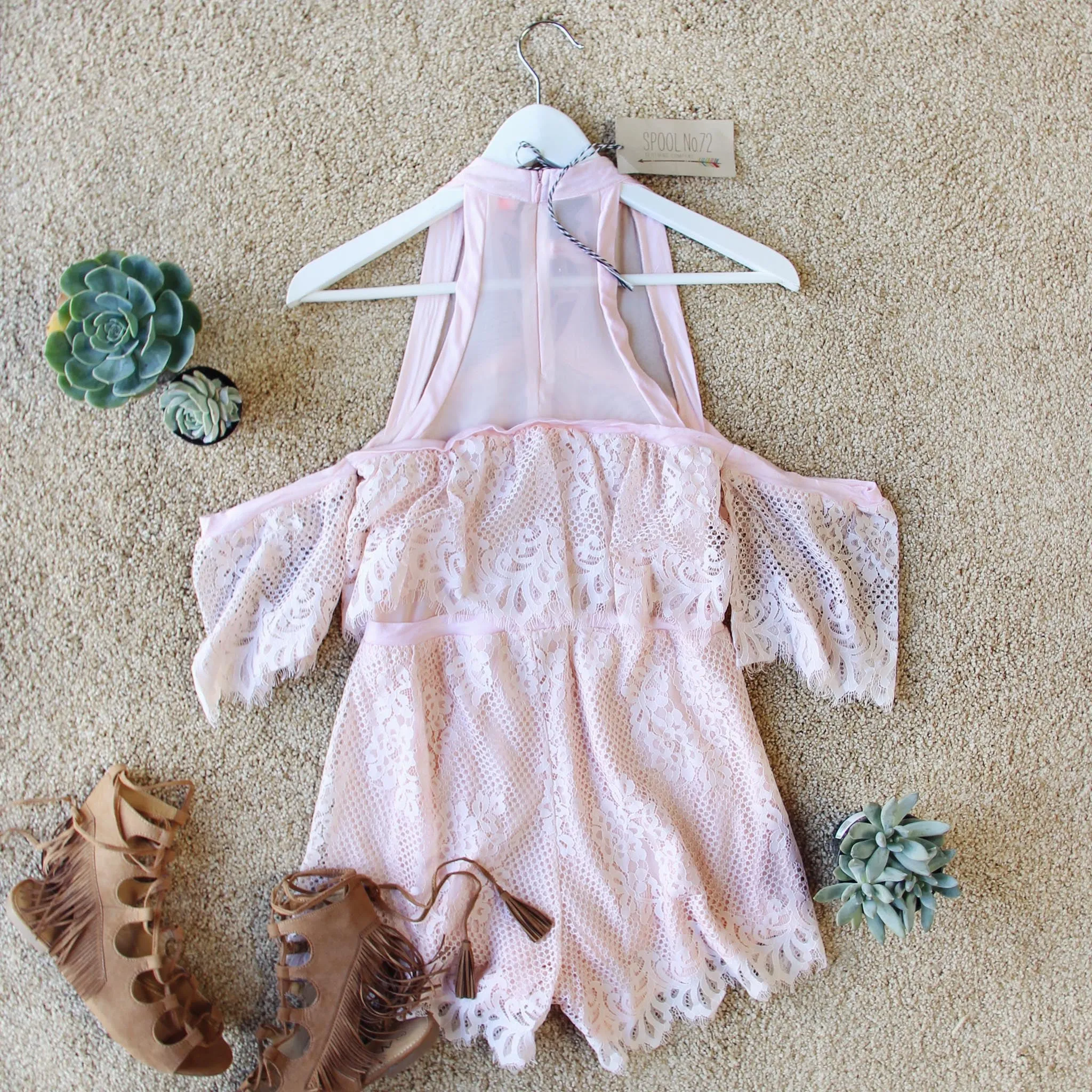 The Mick Lace Romper in Pink