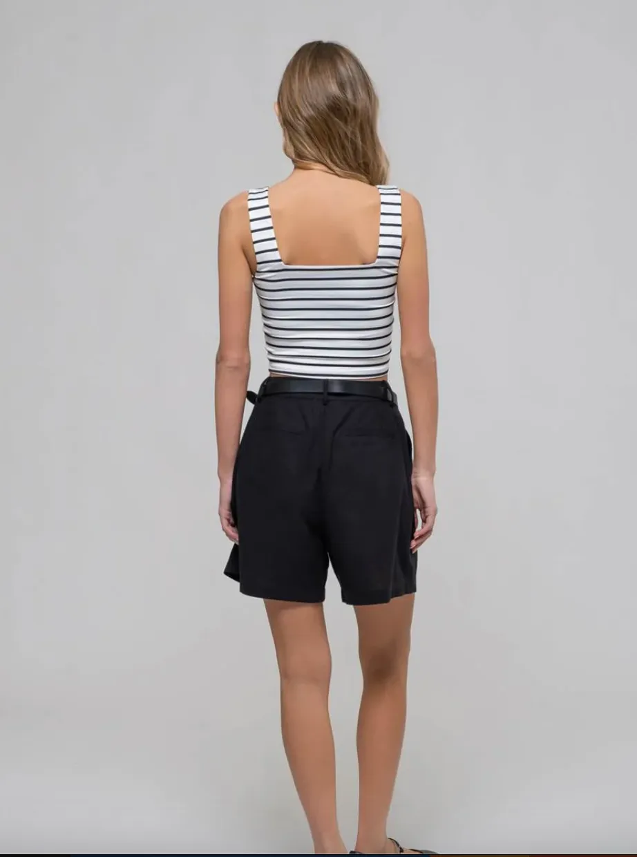 The Sasha Square Neck Striped Crop Tank