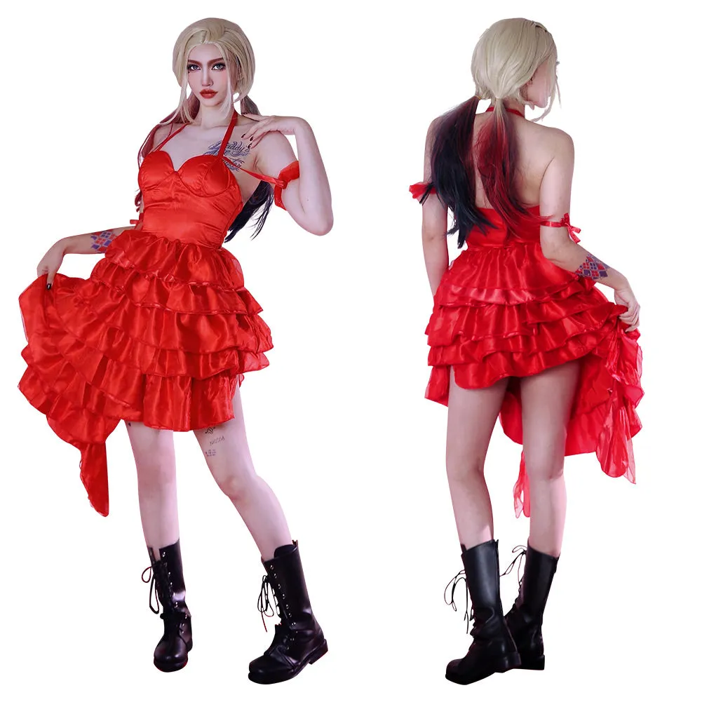 The Suicide Squad(2021) Halloween Carnival Suit Harley Quinn Cosplay Costume Red Dress Outfits
