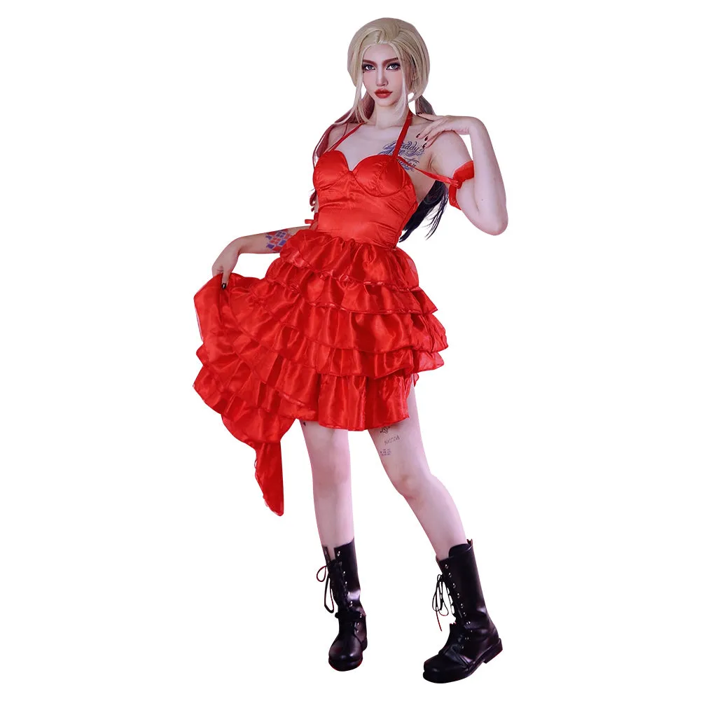 The Suicide Squad(2021) Halloween Carnival Suit Harley Quinn Cosplay Costume Red Dress Outfits